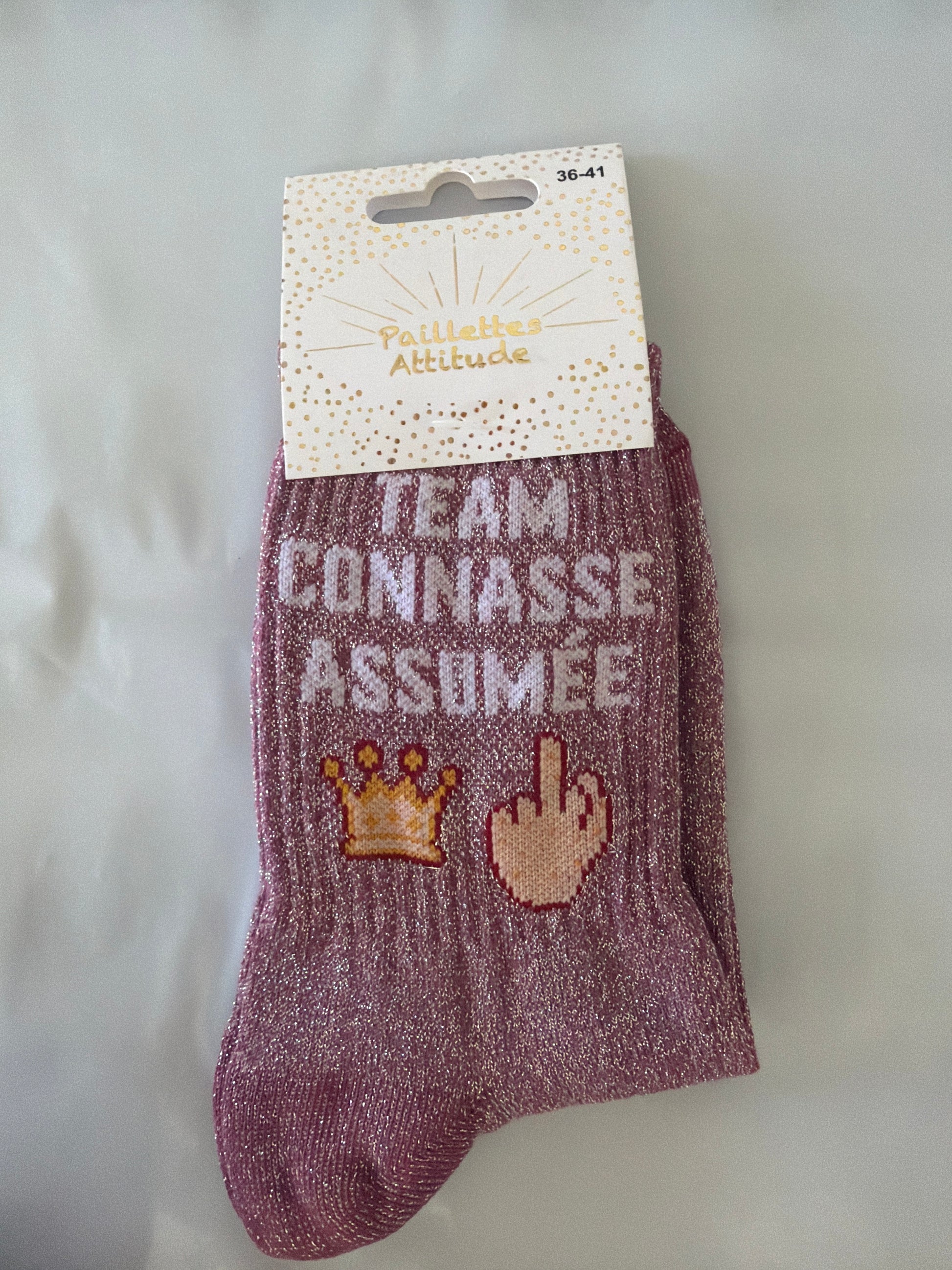 Chaussette de ville pailletée 36-41 TEAM CONNASSE ASSUMÉE
